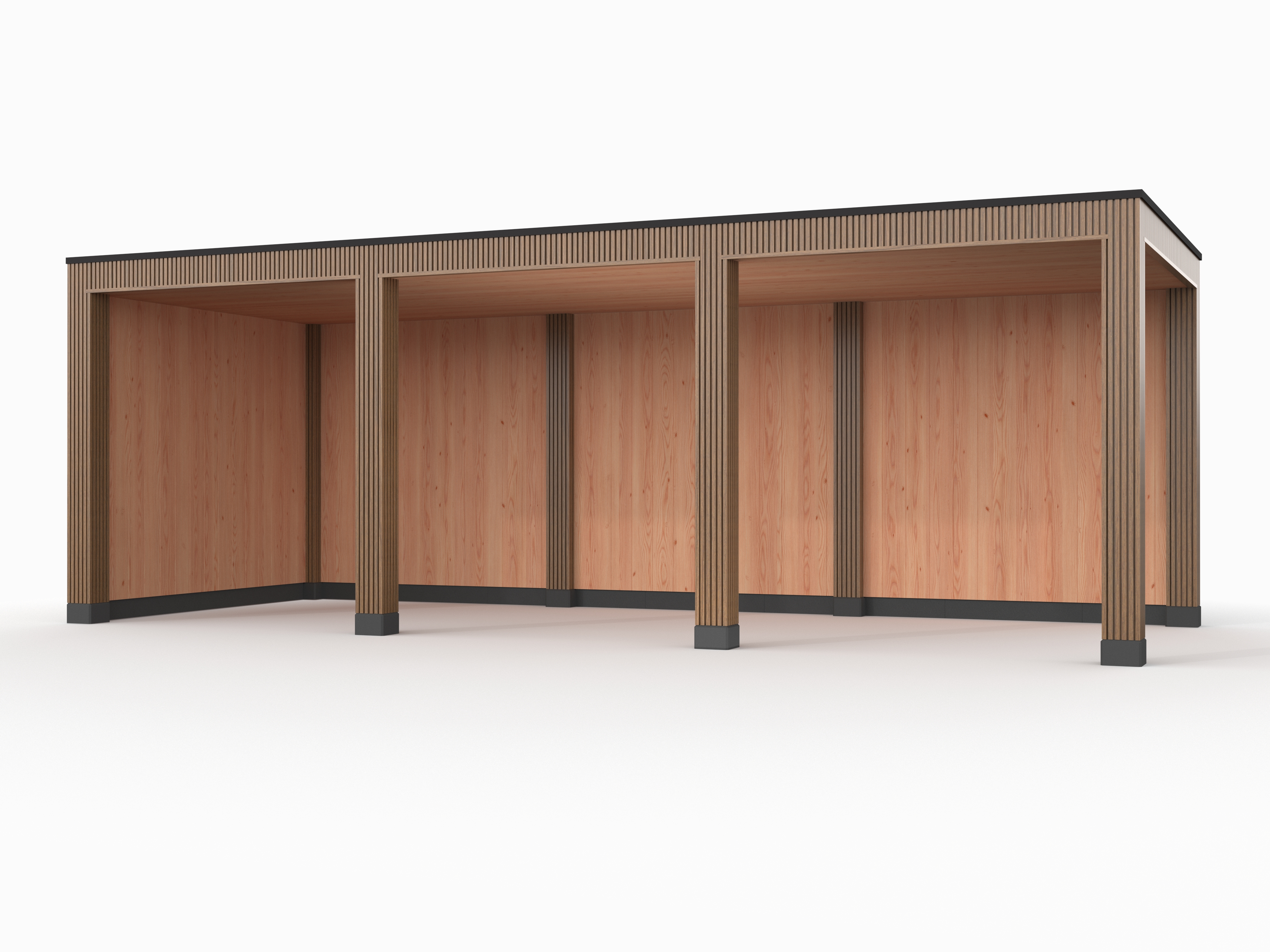 Douglas overkapping, 750 x 300, met achterwand en zijwand, Westwood Rhombus Teak - Afbeelding 1
